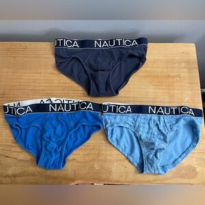 Preowned condition - Nautica Men's Briefs Trio - Navy, Blue, Light Blue